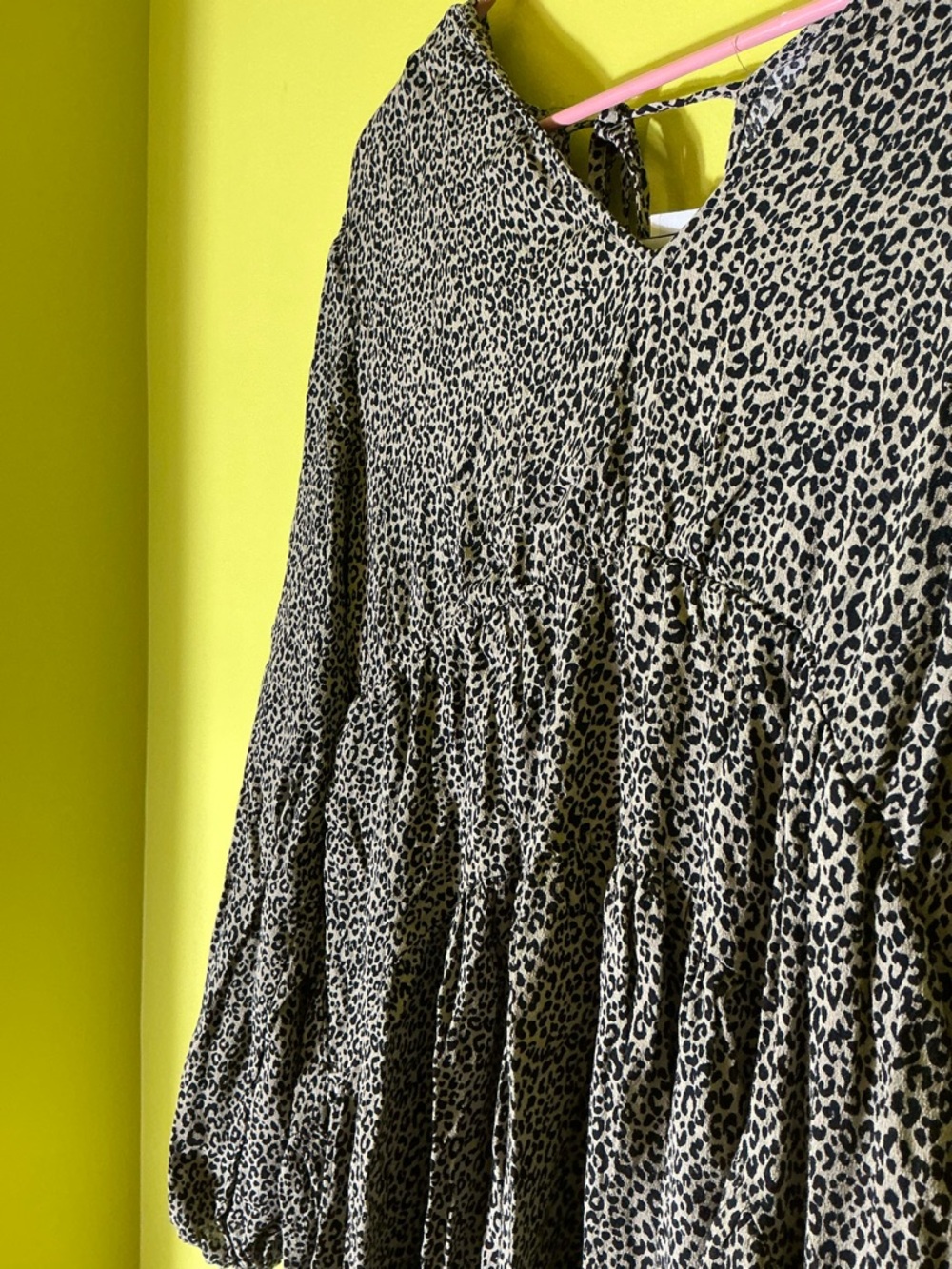 Leopard Print Tiered Peasant Style Dress